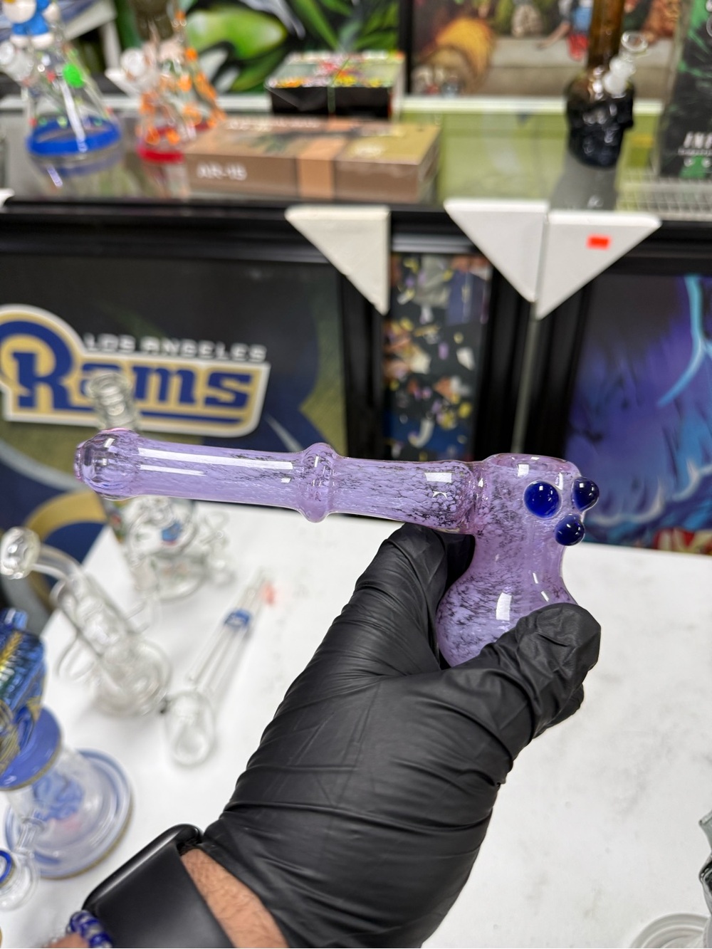 Hand-Blown Purple Glass Spoon with Blue Accents